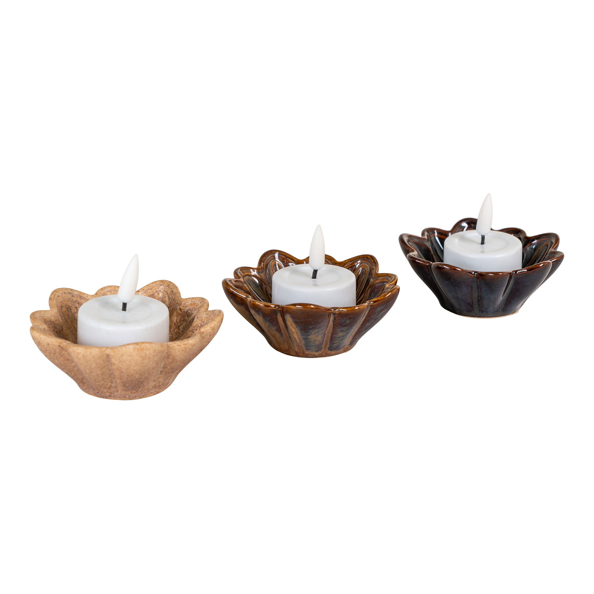 Bowl-Set „Blossom“ – Keramik, beige/braun/dunkelbraun, Ø8,5 cm, 3er-Set